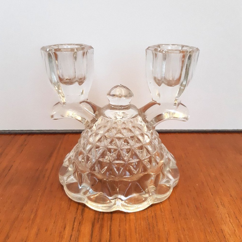 Imperial Glass Laced Edge Candlestick Holder, Vintage Taper Candlestick Holder,